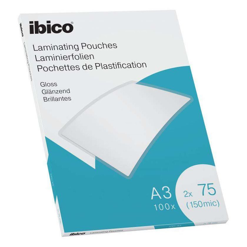 Bolsas de plastificação Ibico - A3 / 75 mícrons / brilhantes / 100 unidades