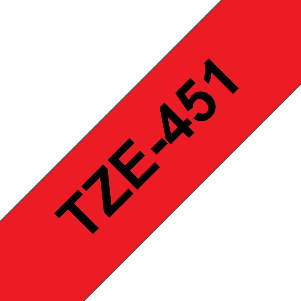 Fita laminada compatível Brother tze451 - texto preto / fundo vermelho - 24mm x 8m