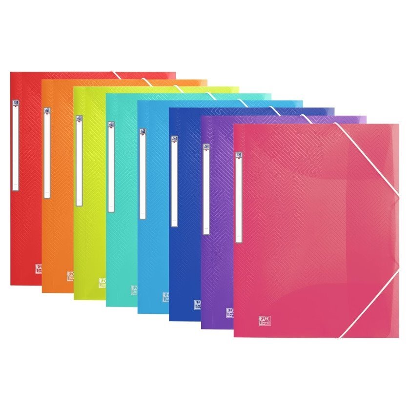 Pack 10 pastas com elástico Oxford Urban - A4 / Plástico translúcido / Cores sortidas