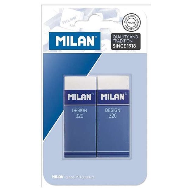 Pack 2 borrachas Milan Nata 320 - Tira de cartão azul