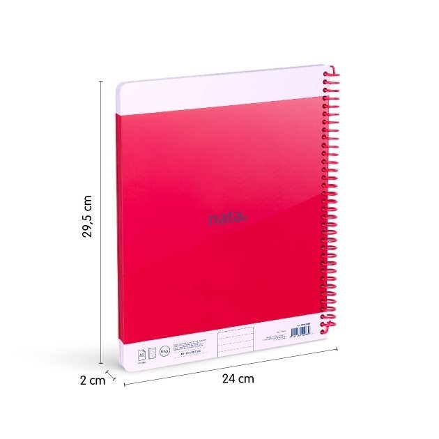 Caderno pautado Milan Nata 624 - Espiral / A4 / 80 folhas / Rosa