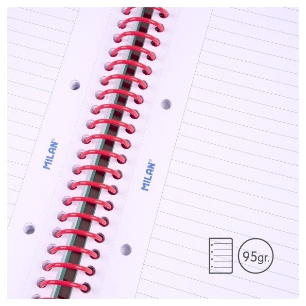 Pack de 3 Cadernos pautados Milan Nata 624 - Espiral / A4 / 80 folhas