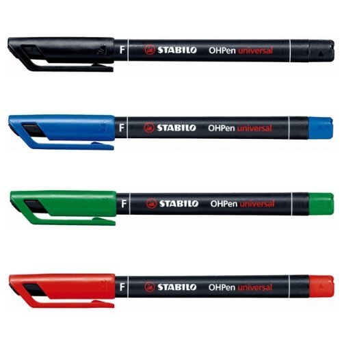 Marcadores permanentes Stabilo ohpen - traço fino 0.7mm / 4 unidades / cores sortidas