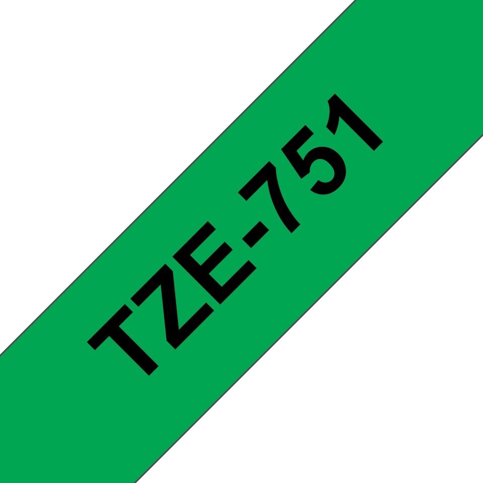 Fita laminada compatível Brother tze751 - texto preto / fundo verde - 24mm x 8m
