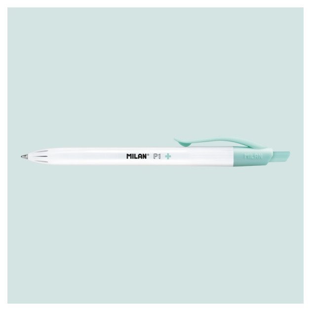 Esferográfica Retrátil Milan P1+ - 1 mm / Tinta Azul / Corpo Branco