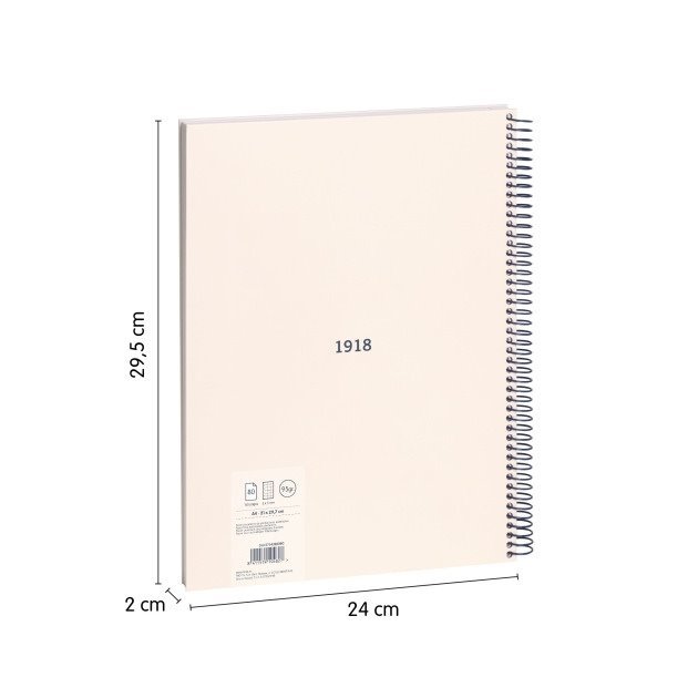 Pack de 4 Cadernos quadriculados Milan Serie 1918 - Espiral / A4 / 80 folhas
