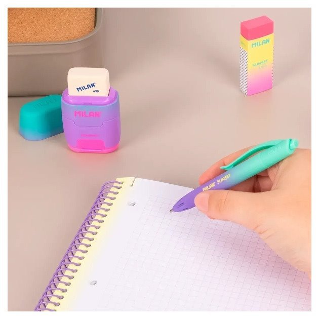 Caderno quadriculado Milan Sunset - Espiral / A4 / 90 folhas / Amarelo e Rosa
