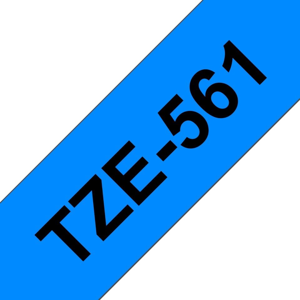 Fita laminada compatível Brother tze561 - texto preto / fundo azul - 36mm x 8m
