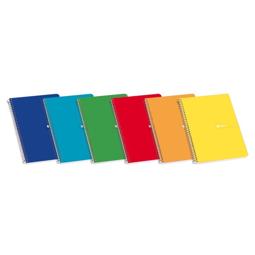 Pack 5 Cadernos lisos Enri - Formato Fólio / Espiral / 80 Folhas