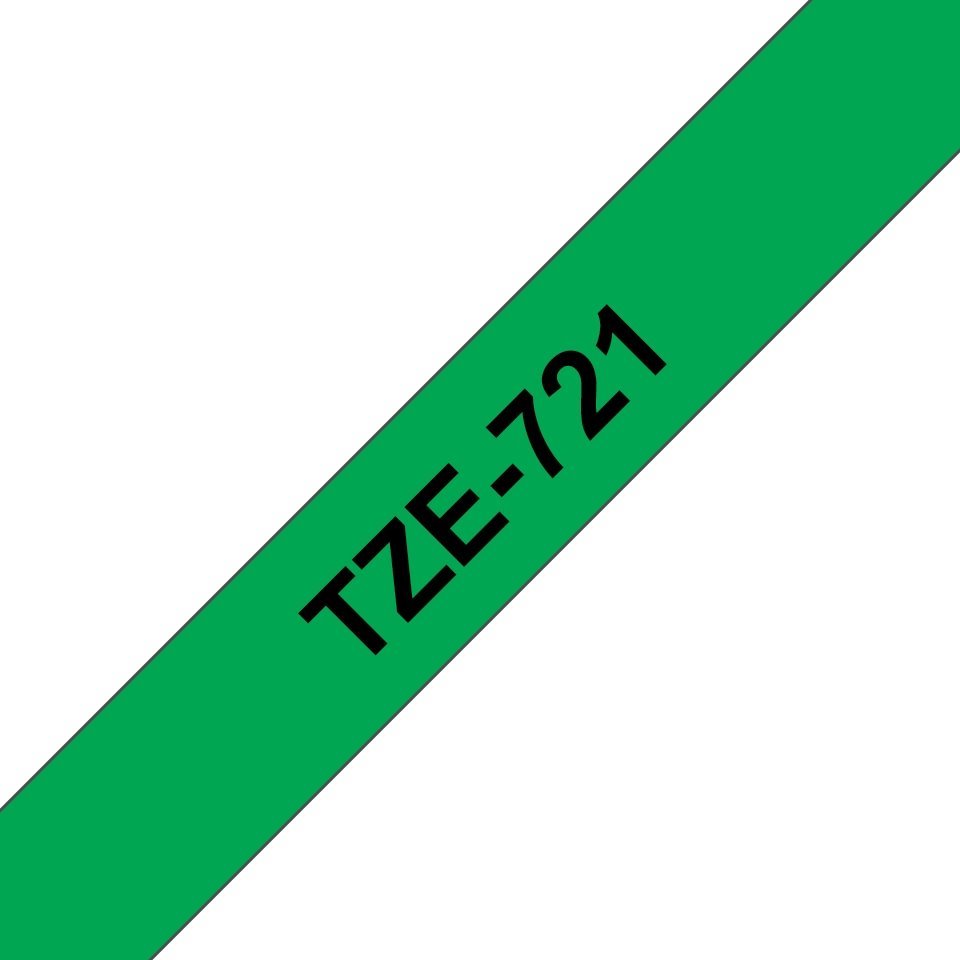 Fita laminada compatível Brother tze721 - texto preto / fundo verde - 9mm x 8m
